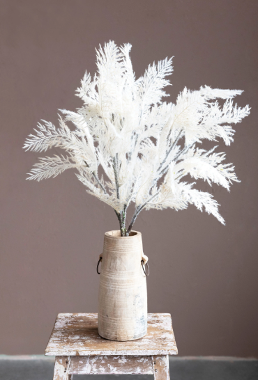 White Flocked Reed Plume