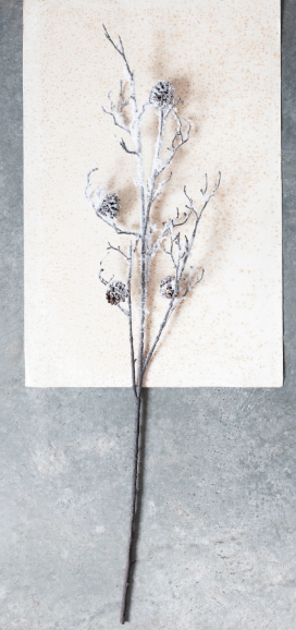 Snowy Faux Twig with Pinecones