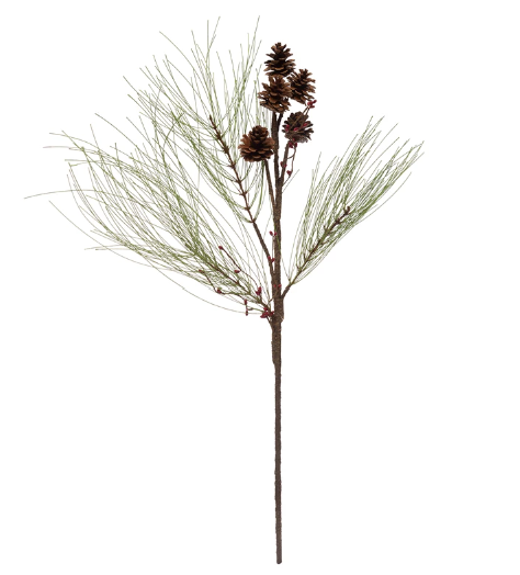 Faux Long Needle Pine Greenery with Pinecones