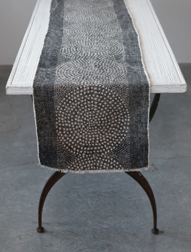 Dotted Stonewashed Canvas Table Runner