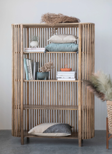 Mango Wood Slatted Bookcase