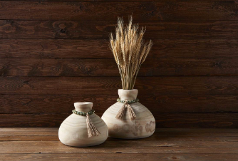 Ceramic Bead Wooden Vases