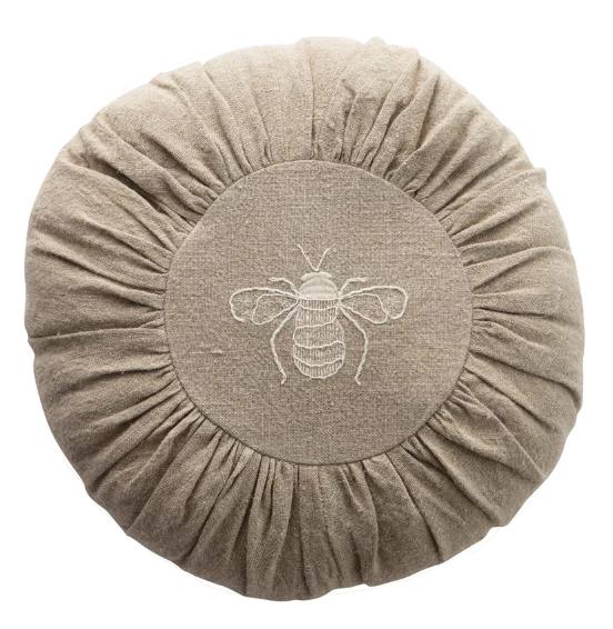 Embroidered Bee Linen Pillow