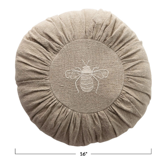 Embroidered Bee Linen Pillow