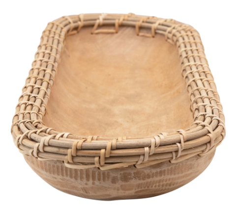 Hand-Carved Wood & Woven Arurog Bowl