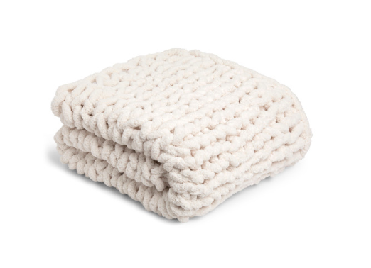 Chunky Knit Throw Blanket, Cream