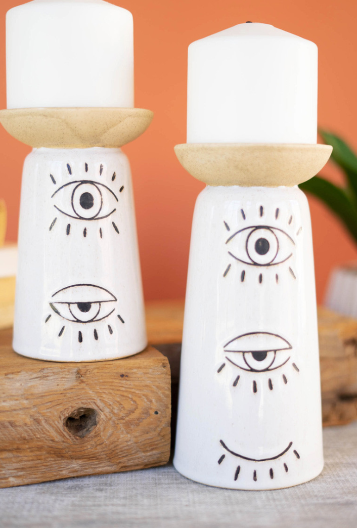 Ceramic Eyes Candleholders