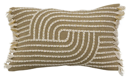 Sage Embroidered Lumbar Pillow