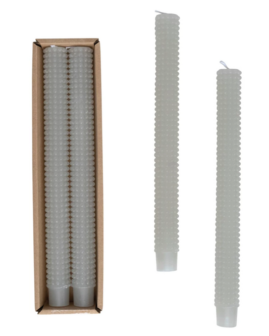 Dove Grey Hobnail Taper Candles