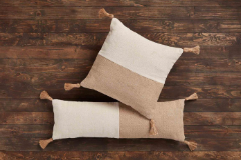 Jute Tassel Color-Block Pillows