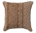 Putty Embroidered Pillow with Fringe