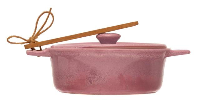 Brie Baker with Wood Spreader, Pink