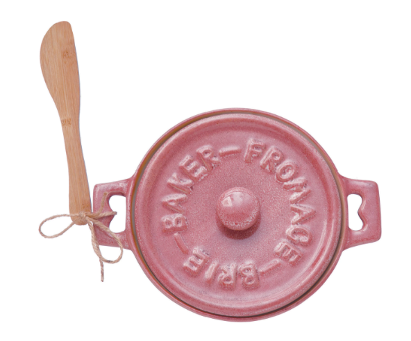 Brie Baker with Wood Spreader, Pink