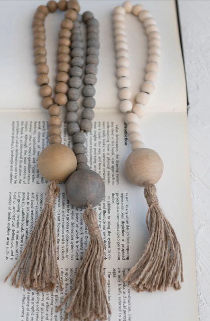 Wooden Beads with Rope Tassel