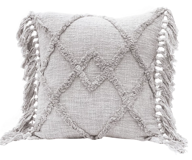 Grey Tufted Diamond Pillow