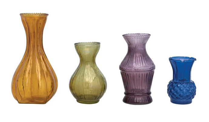 Debossed Jewel Glass Vases