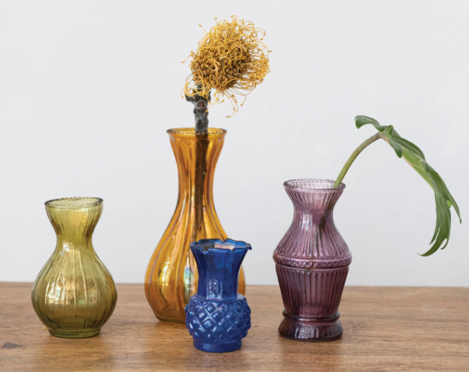Debossed Jewel Glass Vases