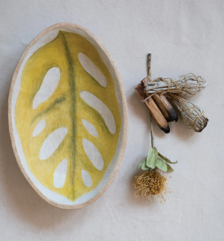 Hand-Painted Chartreuse Leaf Bowl