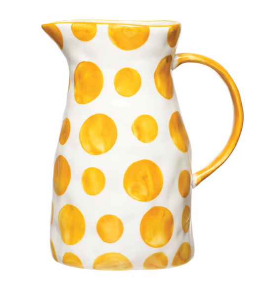 Hand-Painted Yellow Dot Pitcher