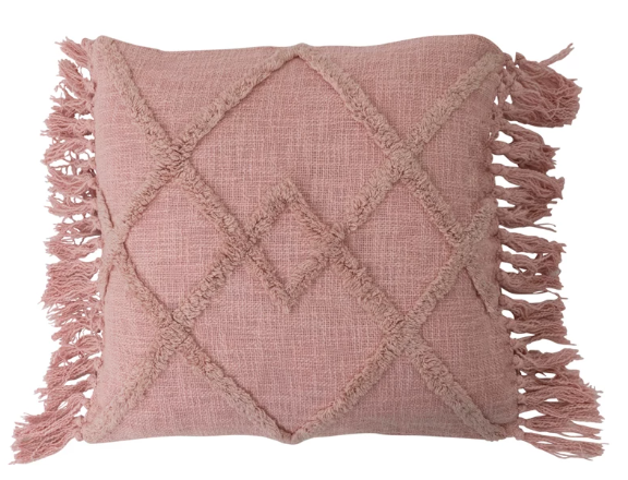 Pink Tufted Diamond Pillow