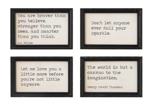 Wood Framed Quotes Wall Decor, 12 Sayings