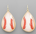 Glass Baseball Teardrop Earrings