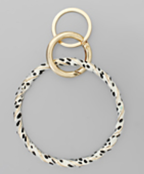 Twisted Cheetah Leather Key Ring Bracelet