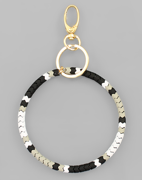 Silicone Coated Bead Key Ring Bracelet