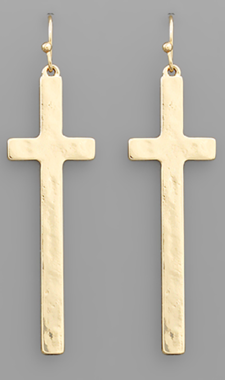 Hammered Cross Earrings Kennedy Sue Gift Home