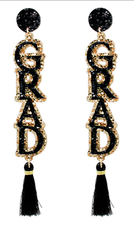 Glitter GRAD Letter Drop Earrings