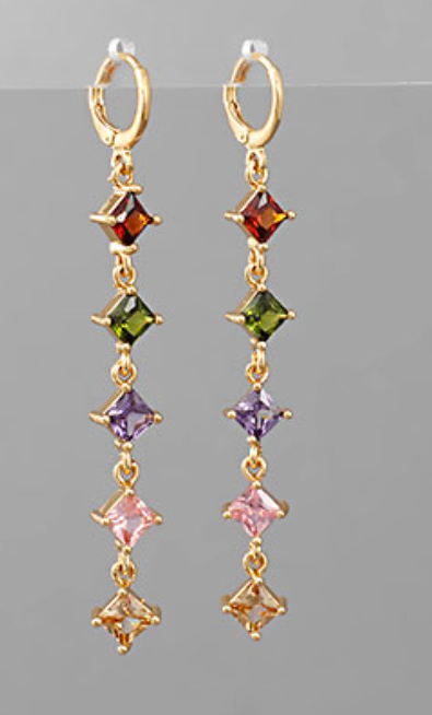 Crystal Row Drop Earrings