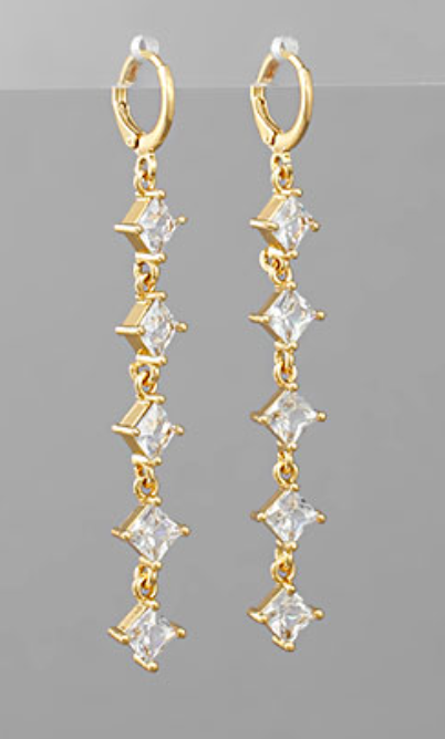 Crystal Row Drop Earrings