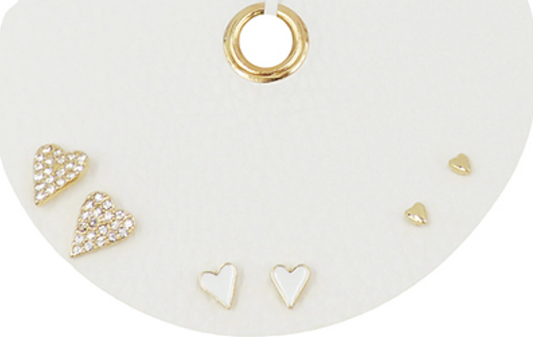 Heart 3 Pair Stud Set