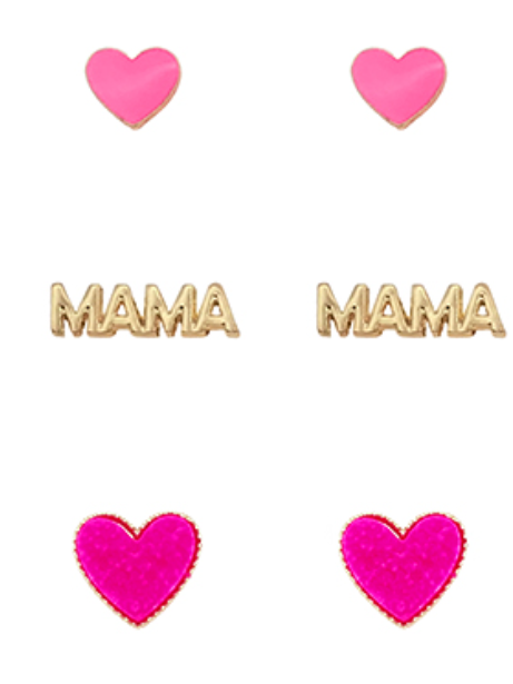 MAMA & Druzy Heart Earrings Set