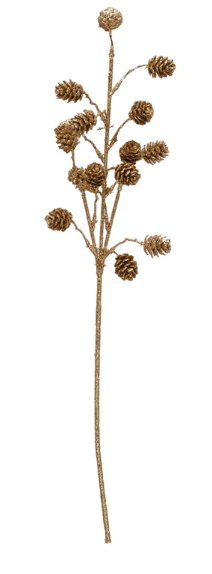 Champagne Glitter Pinecone Spray