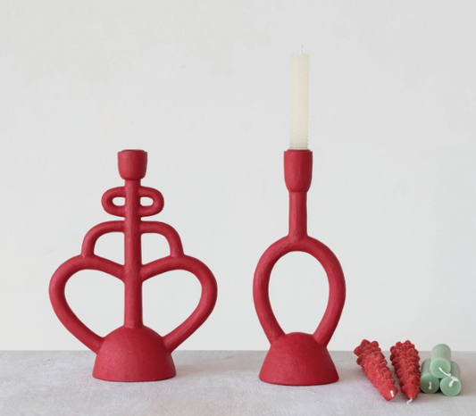 Matte Red Taper Holders