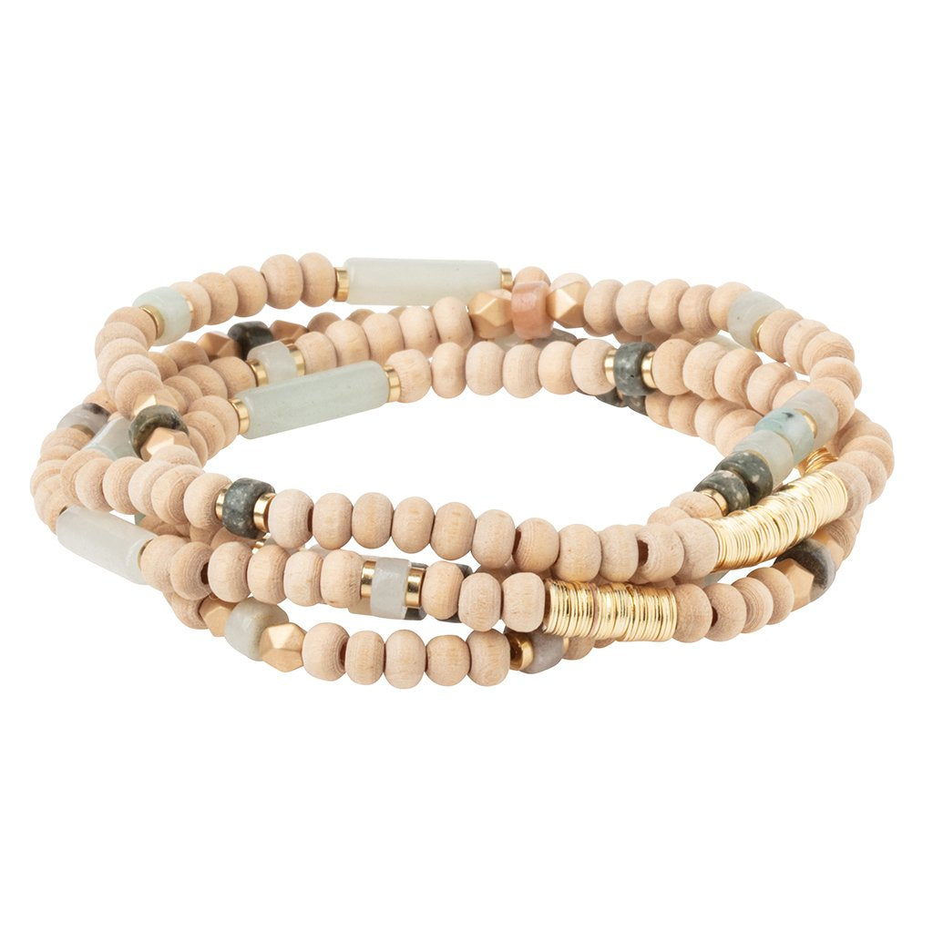 Scout Wrap - Wood, Stone & Metal Wrap - Amazonite & Gold