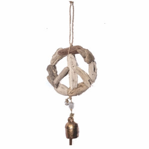 Driftwood Peace Sign Chime