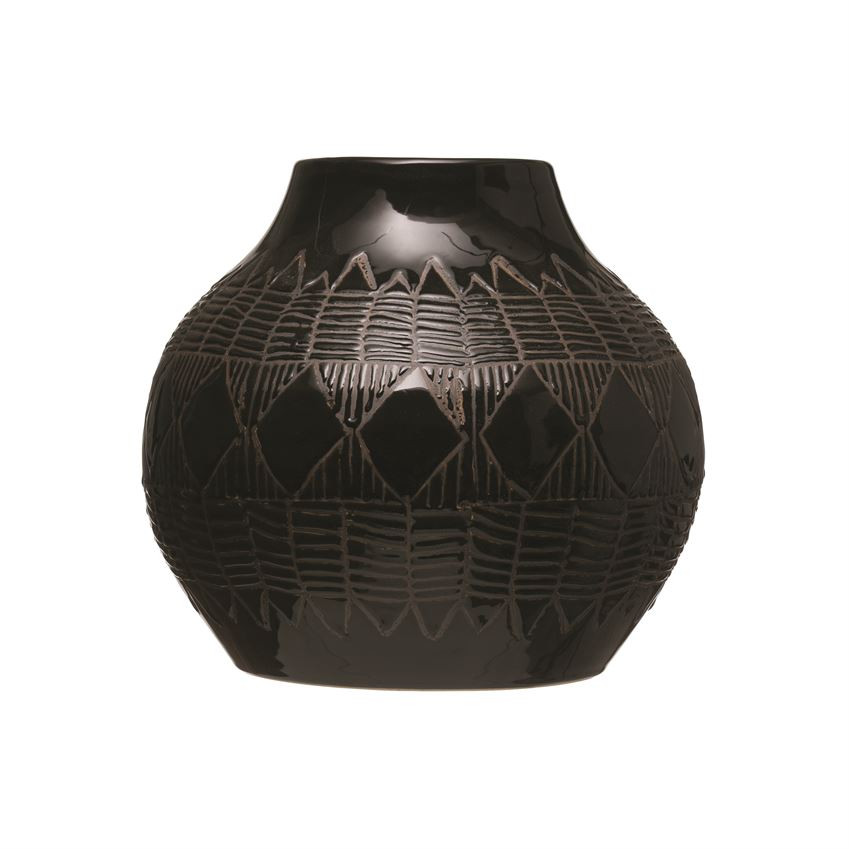Etched Stoneware Vase