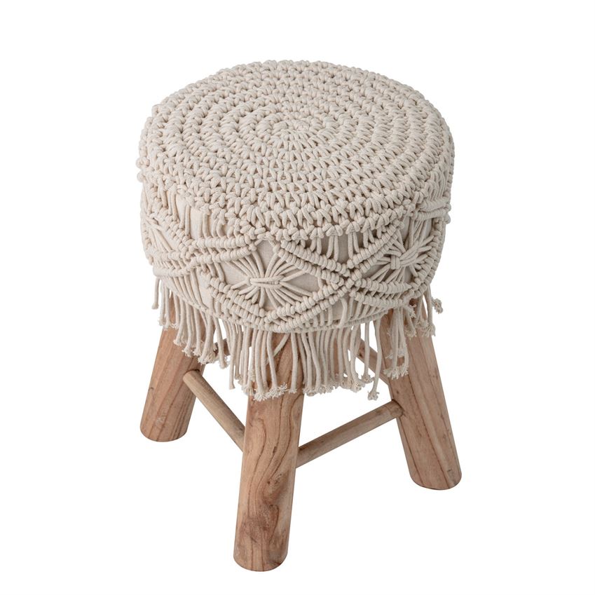 Macrame Wood Stool