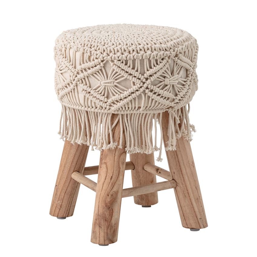 Macrame Wood Stool