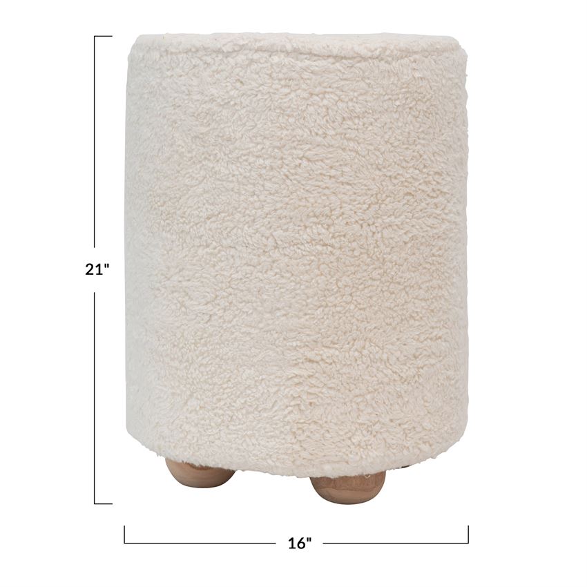 Sherpa Pouf with Feet