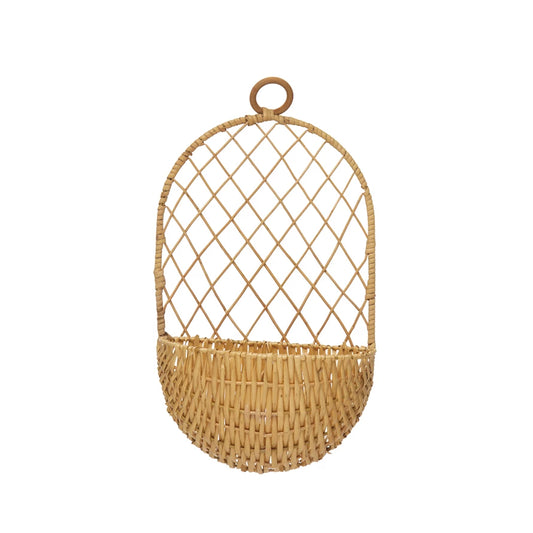 Hand-Woven Hanging Wicker Basket