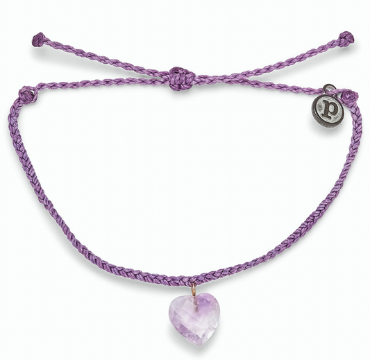 Stone Heart Amethyst Charm Bracelet