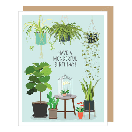 Potted Houseplants Birthday Card