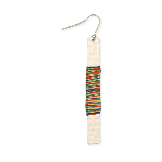 All Wrapped Up Silver Bar & Thread Earrings