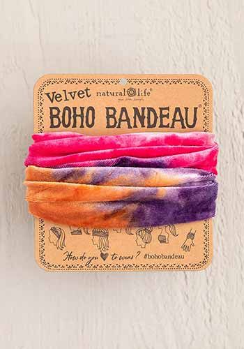 Pink Tie-Dye Velvet Boho Bandeau