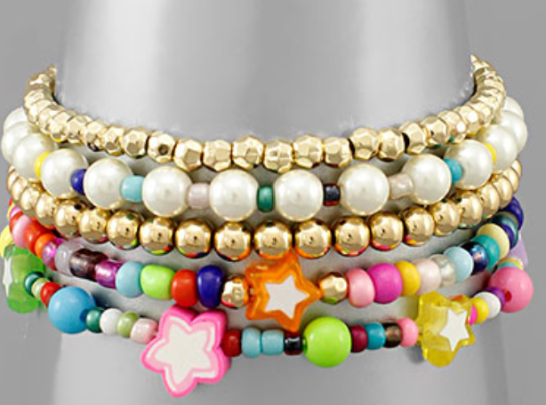 Metal Ball & Multi Beaded Bracelet