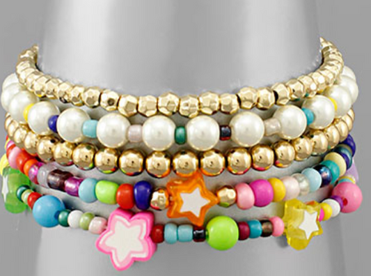 Metal Ball & Multi Beaded Bracelet
