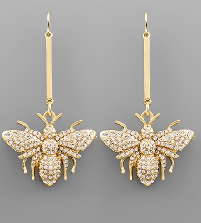 Crystal Bee & Bar Earrings